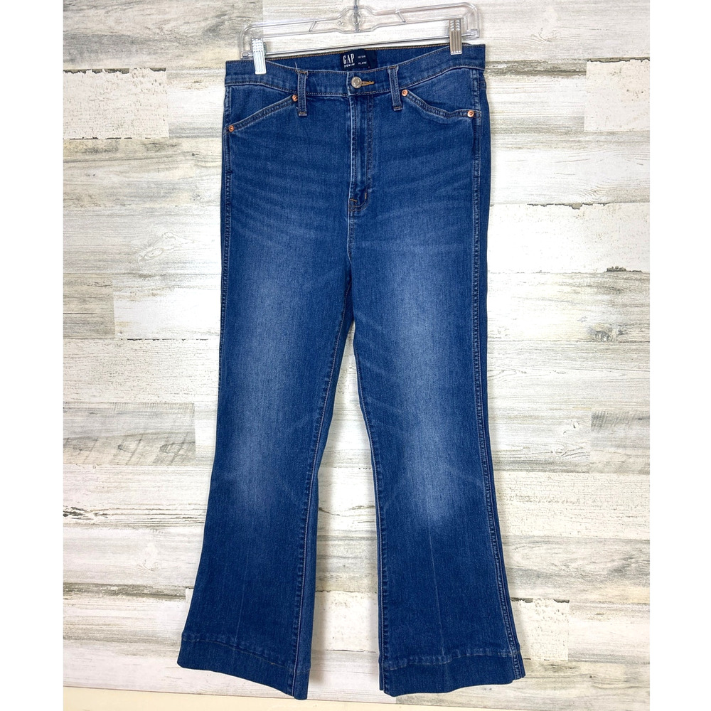 Gap Womens 12 Flare Leg Jeans Medium Wash Blue Denim Boho Casual NEW